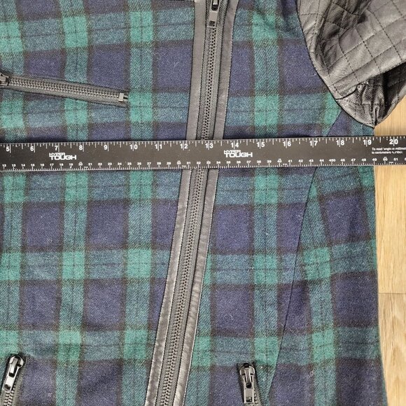 WALTER BAKER 118 Sadie Women's Small Blue Green Plaid Faux Leather Sleeve Jacket - Picture 8 of 15